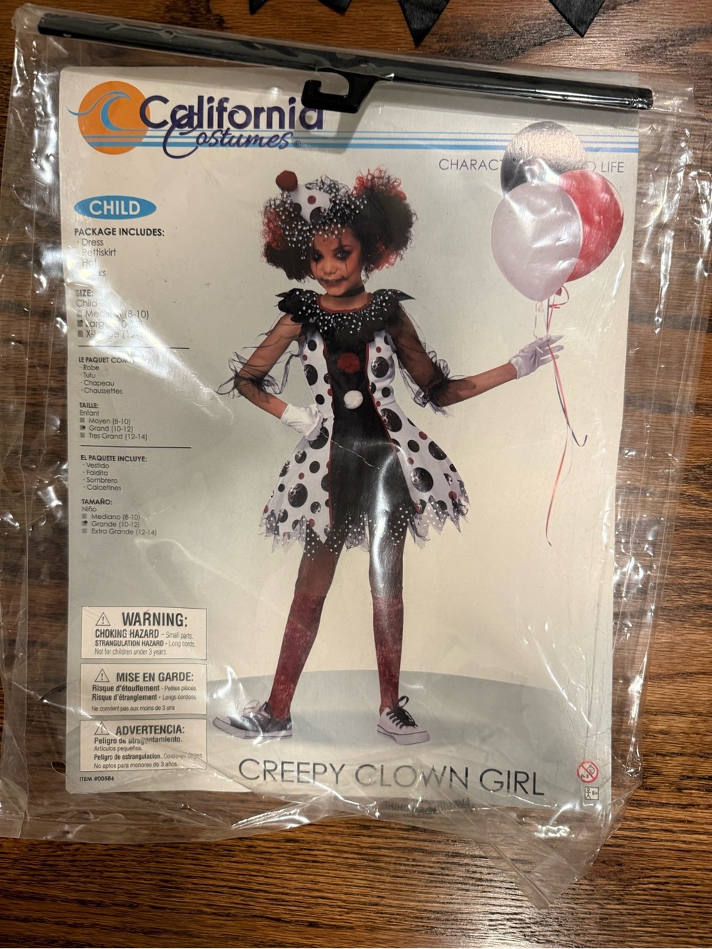 California Costumes Creepy Clown Girl Costume - Black, White & Red